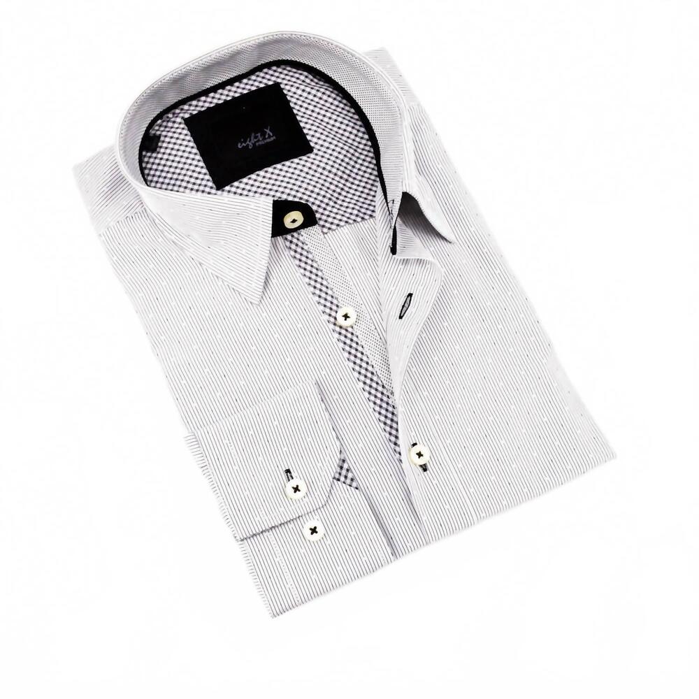 NEW EIGHT X men's button down jacquard shirt in black